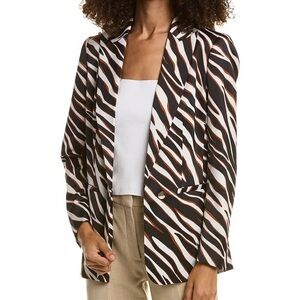 Anne Klein Zebra Print Blazer with Black and White Stripes